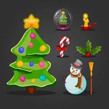 Christmas set for game interface design Stock Illustration