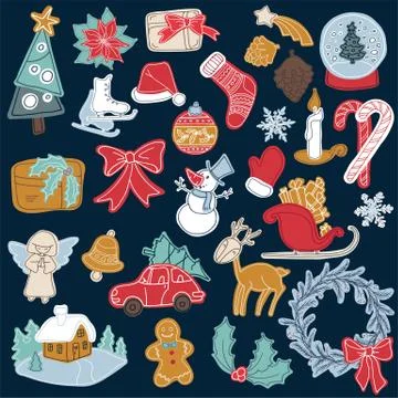 Christmas set icon elements can be used for advent 스톡 일러스트