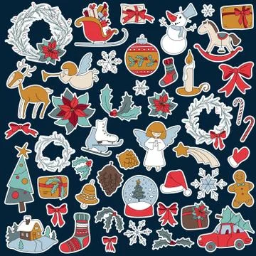 Christmas set icon elements can be used for advent Stock Illustration