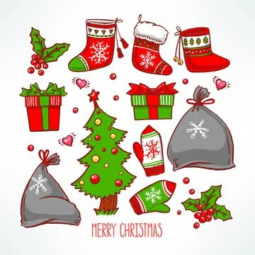 Christmas set Ilustración de archivo