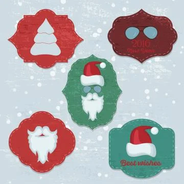 Christmas Set with Notes, Stickers, Labels with winter and christmas Stock Illustration