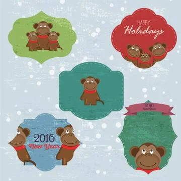 Christmas Set with Notes, Stickers, Labels with winter and christmas Stock-Illustration