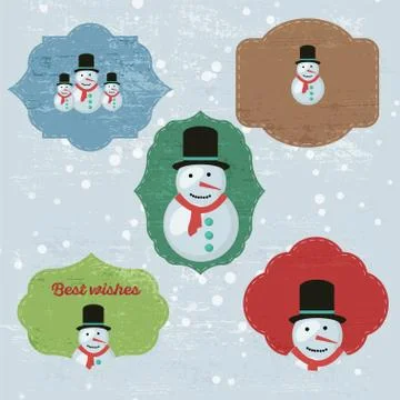 Christmas Set with Notes, Stickers, Labels with winter and christmas Stock Illustration