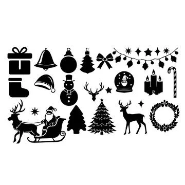 Christmas set of silhouettes for design Stock Illustration