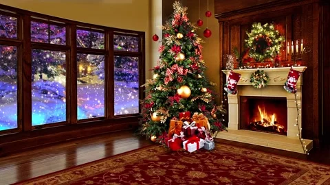 Christmas set Tv Virtual Studio Green Screen Background Loop 05 Vidéo 220606478