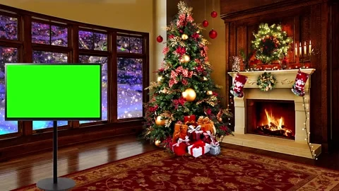 Christmas set Tv Virtual Studio Green Screen Background Loop 04 Stock Footage 220606479