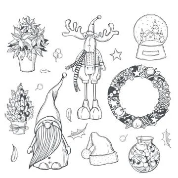 Christmas set.  Vector illustration. Stock Illustration