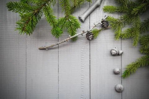 Christmas setting composition gifts forest Stock Photos