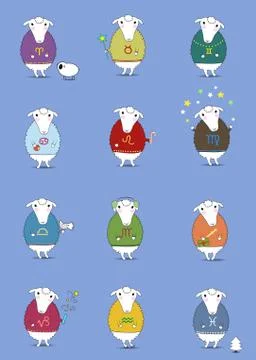 Christmas sheeps Stock Illustration