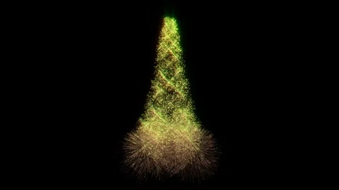 Christmas Shiny Gold Particles Tree Stock Footage 323092859