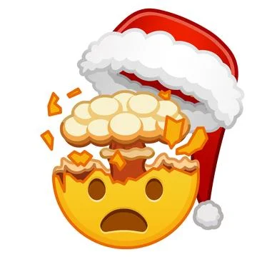 Christmas shocked face with exploding head Large size of yellow emoji smile Stockillustratie