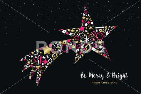 Christmas shooting star made of gold icon set Stock Illustration