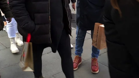 Christmas shoppers in Oxford Street. Stock Footage 166326271