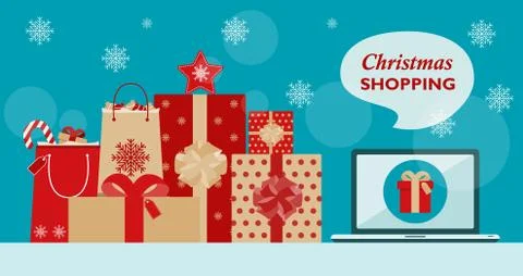 Christmas shopping background Illustrazione stock