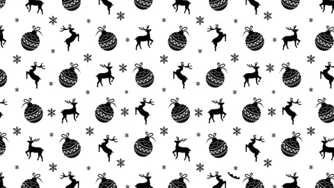 Christmas Silhouette Deers Balls Pattern Stock Footage 253580686