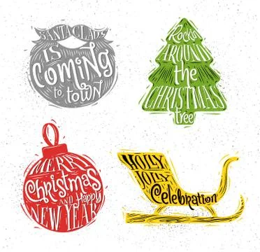 Christmas silhouettes beard Stock Illustration