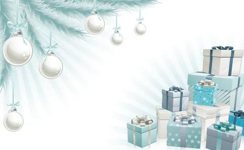 Christmas silver blue corner elements Stock Illustration