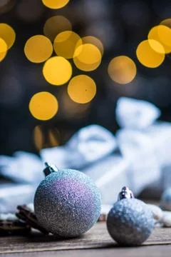 Christmas silver decorations Stock Photos