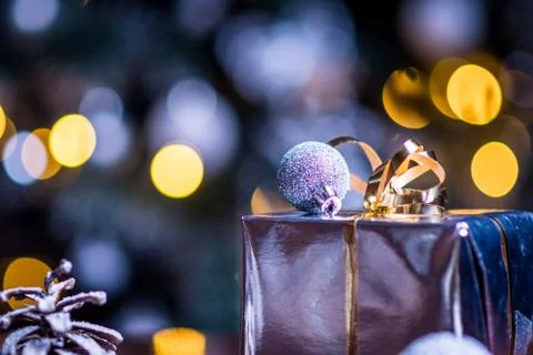 Christmas silver decorations Stock Photos