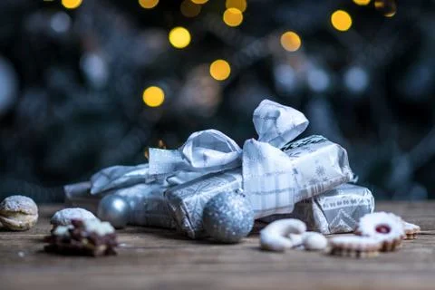 Christmas silver decorations Stock Photos
