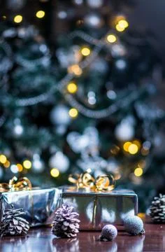 Christmas silver decorations Stock Photos