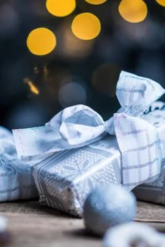 Christmas silver decorations Stock Photos