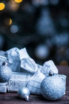Christmas silver decorations Foto stock