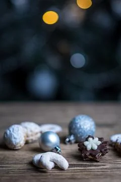 Christmas silver decorations Stock Photos