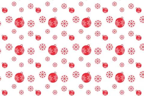 Christmas simple pattern decoration with snowflakes and decoration balls. Chr Stock Illustration