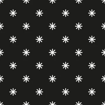 Christmas simple pattern. Seamless pattern with white snowflakes on a black Stock Illustration