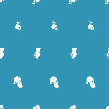 Christmas skulls pattern seamless. Skeleton head of Santa and his helpers tex Illustrazione stock