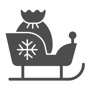 Christmas sleigh with gifts solid icon. Santa sledge vector illustration Stockillustratie