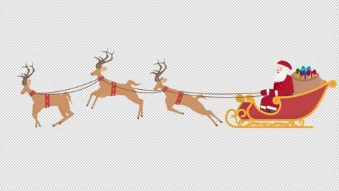 Christmas sleigh with reindeer. Animatio... | Stock Video | Pond5