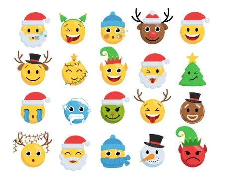 Christmas smile faces set 스톡 일러스트