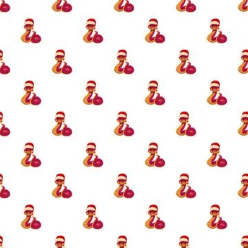 Christmas snake cartoon seamless pattern background イラスト素材