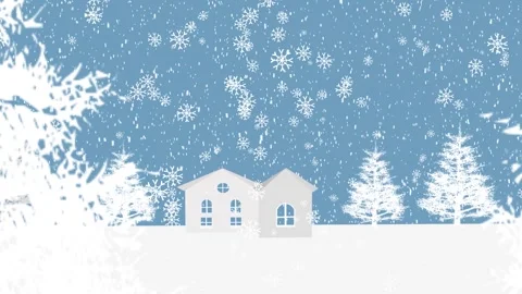 Christmas Snow on blue background Stock Footage 323505686