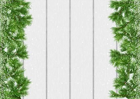 Christmas Snow-covered Branches Background Stock Illustration