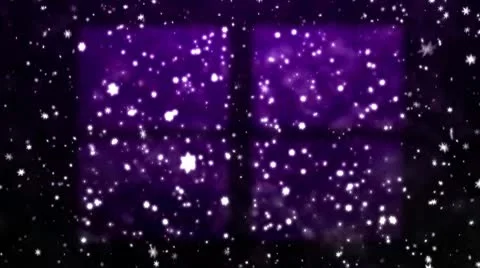 Christmas snow-covered window and falling snowflakes Stock Footage 9548366