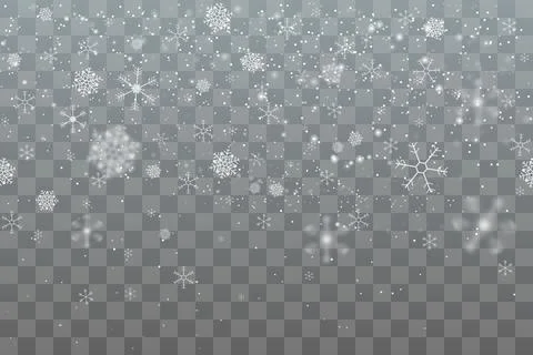 Christmas snow fall, overlay background. Transparent winter isolated effect Stock Illustration