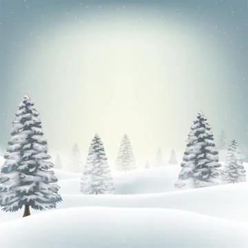 Christmas snow field with tree background Stock Illustration