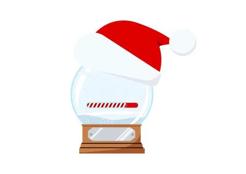 Christmas snow globe with countdown candy bar with falling snow on a wooden base Stock Illustration