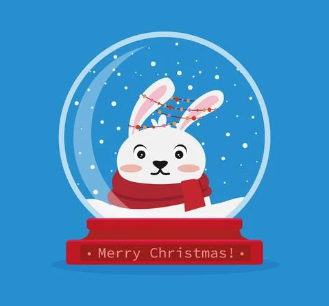 Christmas snow globe with a hare inside. Merry Christmas. Celebrating new yea Stock-Illustration