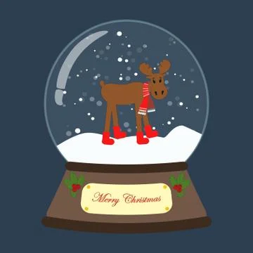 Christmas snow globe with moose vector illustration Ilustración de archivo