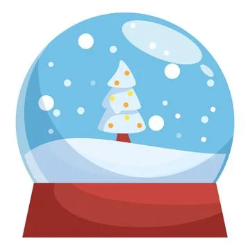 Christmas snow globe showing decorated pine tree covered in snow Stock Illustration