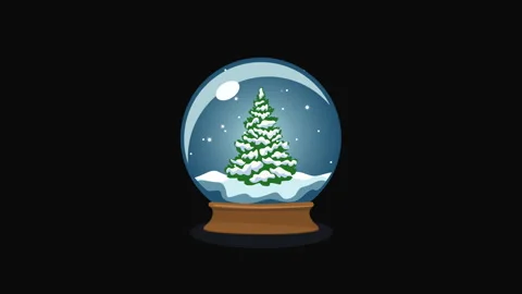 Christmas Snow Globe with Snow Covered Fir Tree Flat Illustration Video stock 338359111
