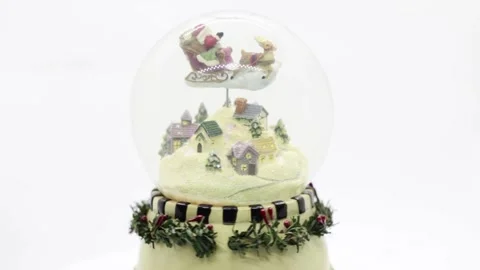 Christmas Snow Globe With Snow Falling turning Stock-Footage 145448151