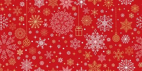 Christmas snow winter seamless pattern. Holiday icons and noel decor Illustrazione stock