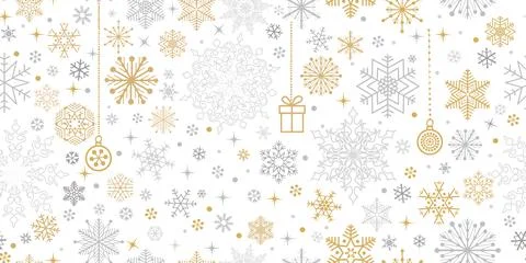 Christmas snow winter seamless pattern. Holiday icons and noel decor Stock Illustration