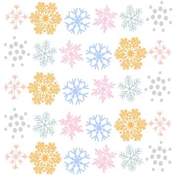 Christmas, snow, winter, snowflake, pattern, snowflakes, seamless, vector, holid Stock Illustration