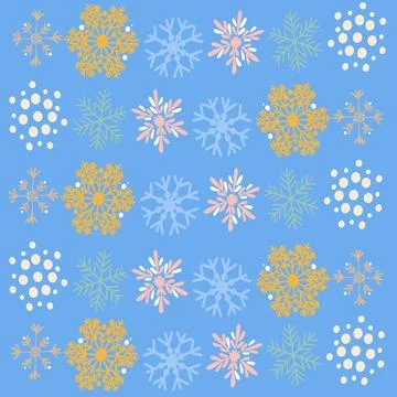 Christmas, snow, winter, snowflake, pattern, snowflakes, seamless, vector, holid Stock Illustration